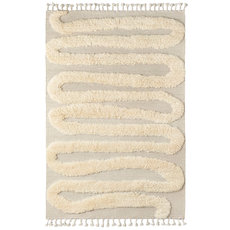 Snake Rya Wool Rug Off-white, 250x350 cm