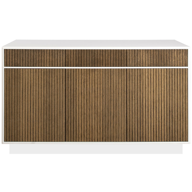 Line Burned Walnut High Sideboard With 3 Drawers, White