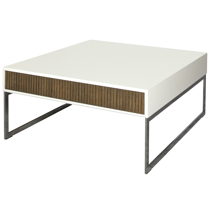 Line Burned Walnut Coffee Table 100x100 cm, White / Dark Stained