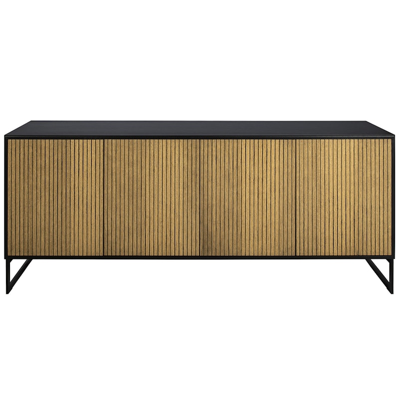 Line Burned Walnut Sideboard 4 Doors, Black/Black