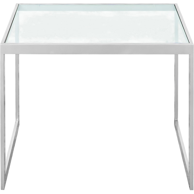 Square Side Table 41x56x43 cm, Silver Grey/Glass