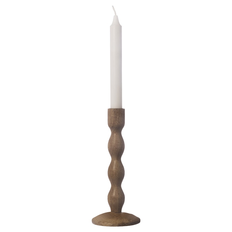 Candlestick Dark Brown Wood 21 cm, Nature