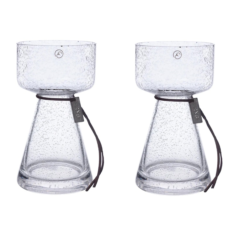 Bulb Vase With Bubbly Glass H20 cm, 2-pack