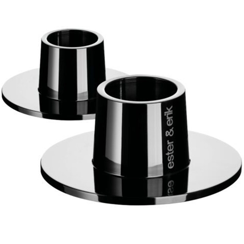 Candlestick Shiny Ø6 cm 2-pack, Shiny Black