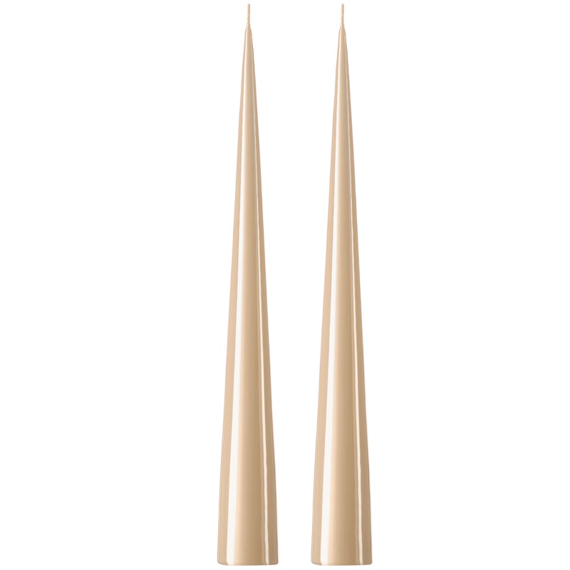 Cone Candles Lacquered 37 cm 2-pack, Ice Latte