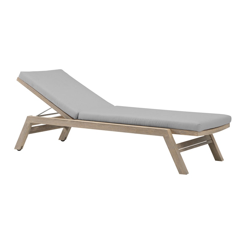 Costes Sunbed With Cushion, Pickled Teak / Nature Grey