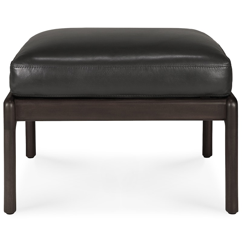 Jack Footstool, Mahogany / Black Leather