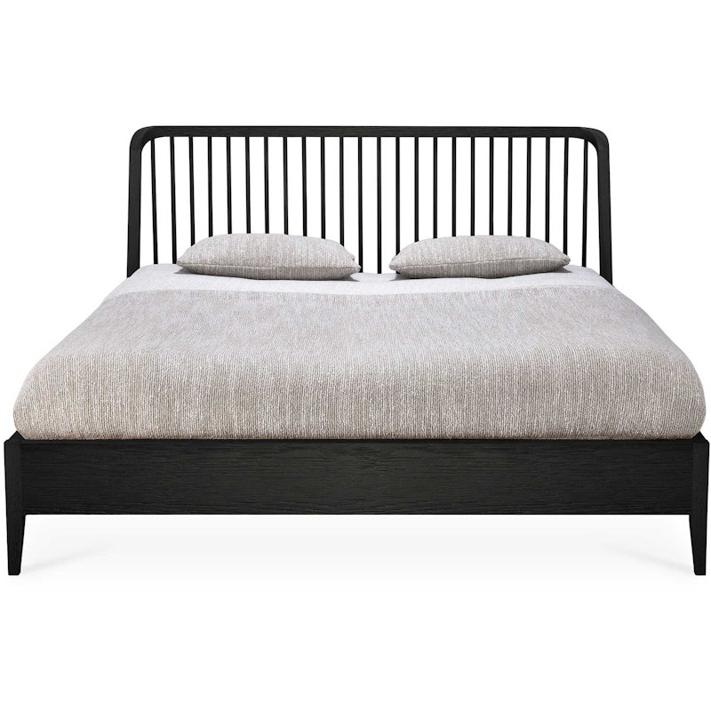 Spindle Bed Frame Black Stained Oak, 160x200 cm