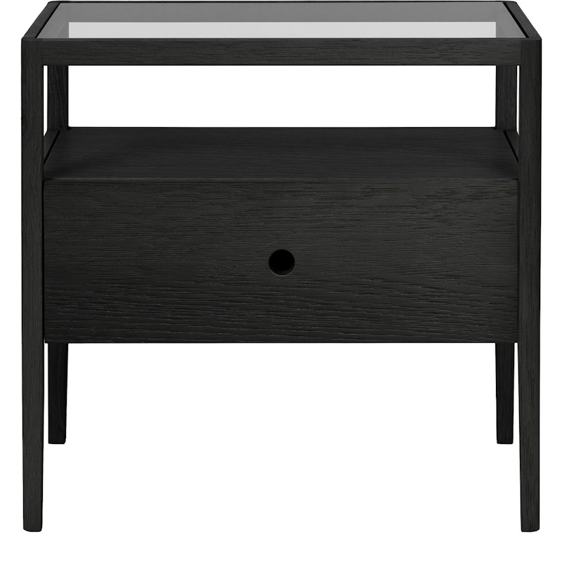 Spindle Bedside Table, Black Stained Oak