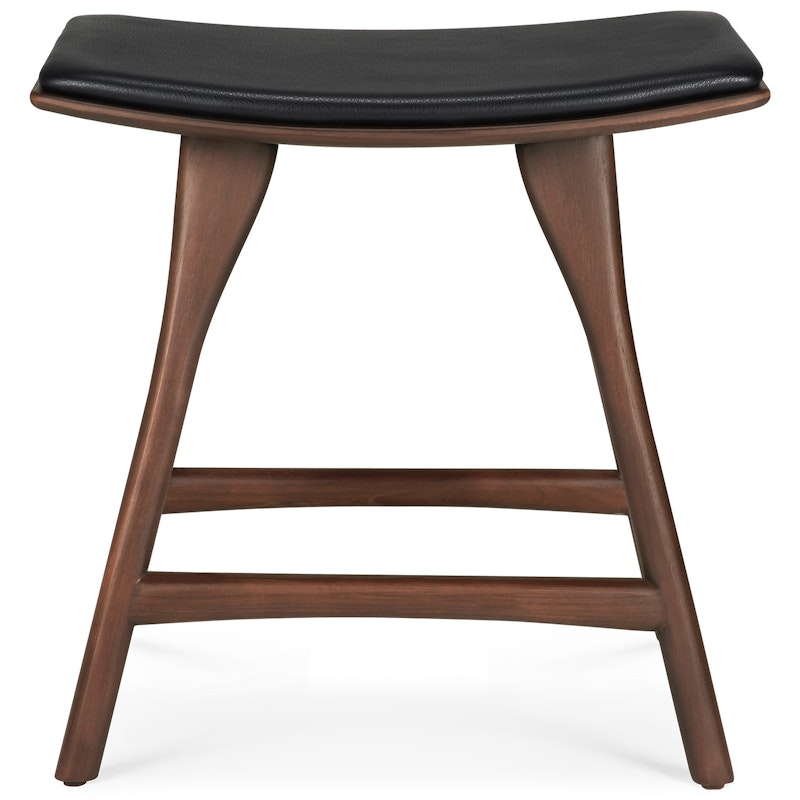 Osso Stool, Teak / Black Leather