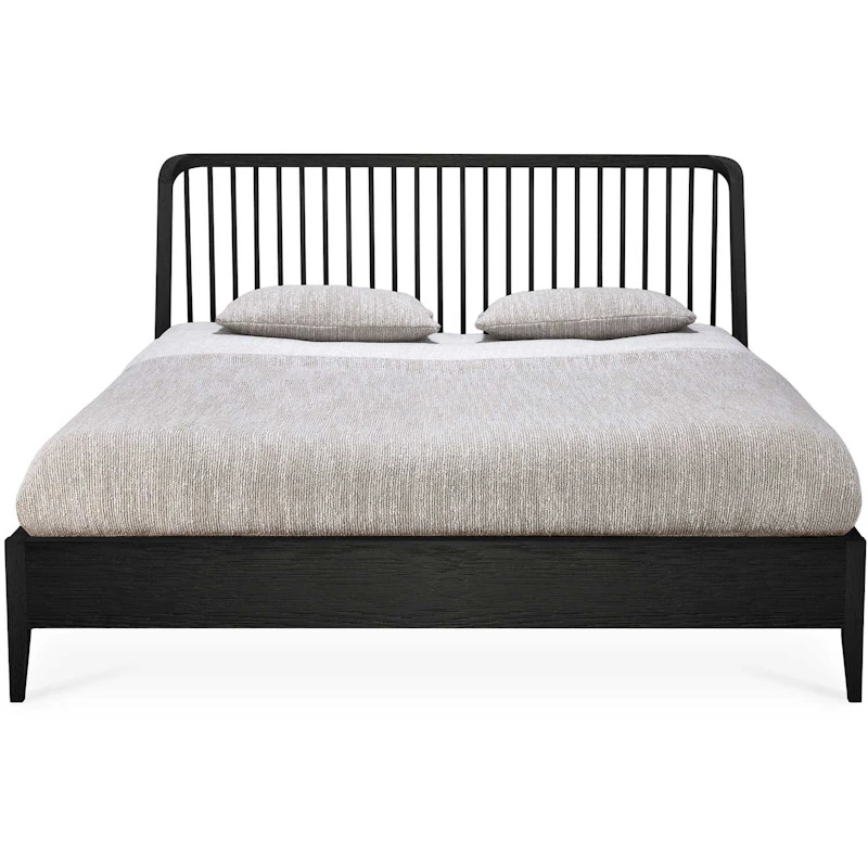 Spindle Bed Frame Black Stained Oak, 180x200 cm