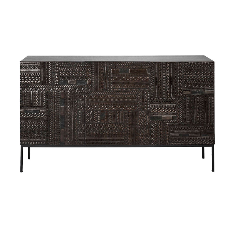 Teak Tabwa Sideboard Black Three Doors, 150cm