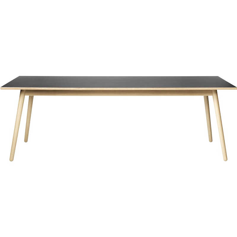 C35C Dining Table 220 cm, Lacquered Oak / Black Linoleum