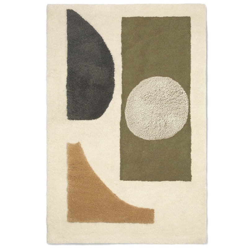 Bloco Tufted Wool Rug 80x120 cm, Green / Off-white