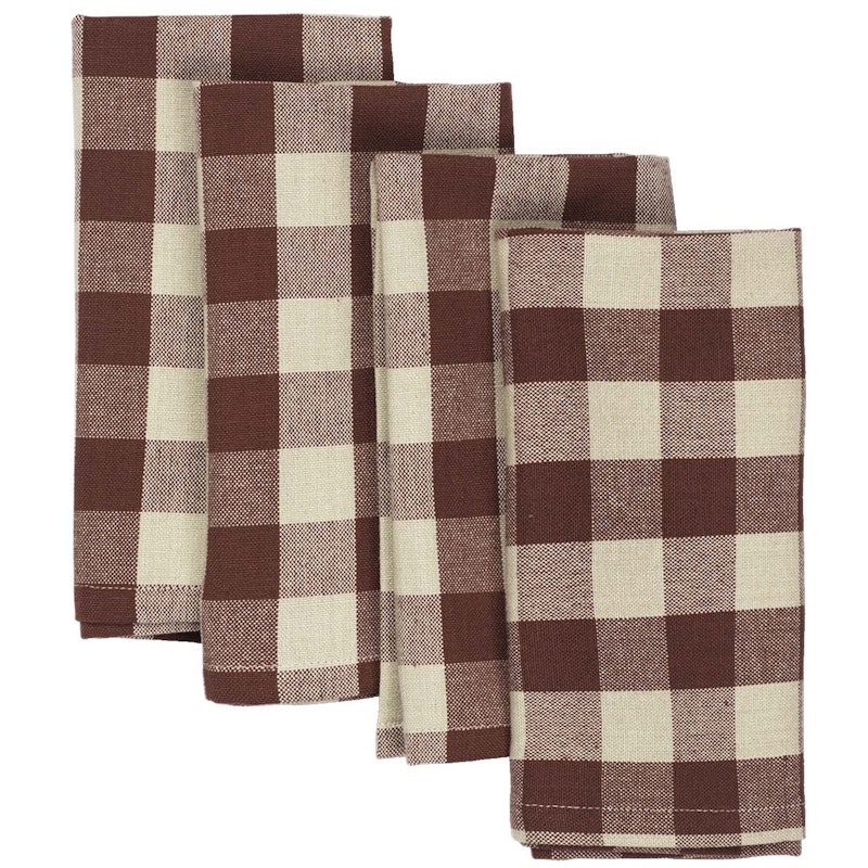 Bothy Check Cloth Napkin 4-pack, Cinnamon / Grey Green