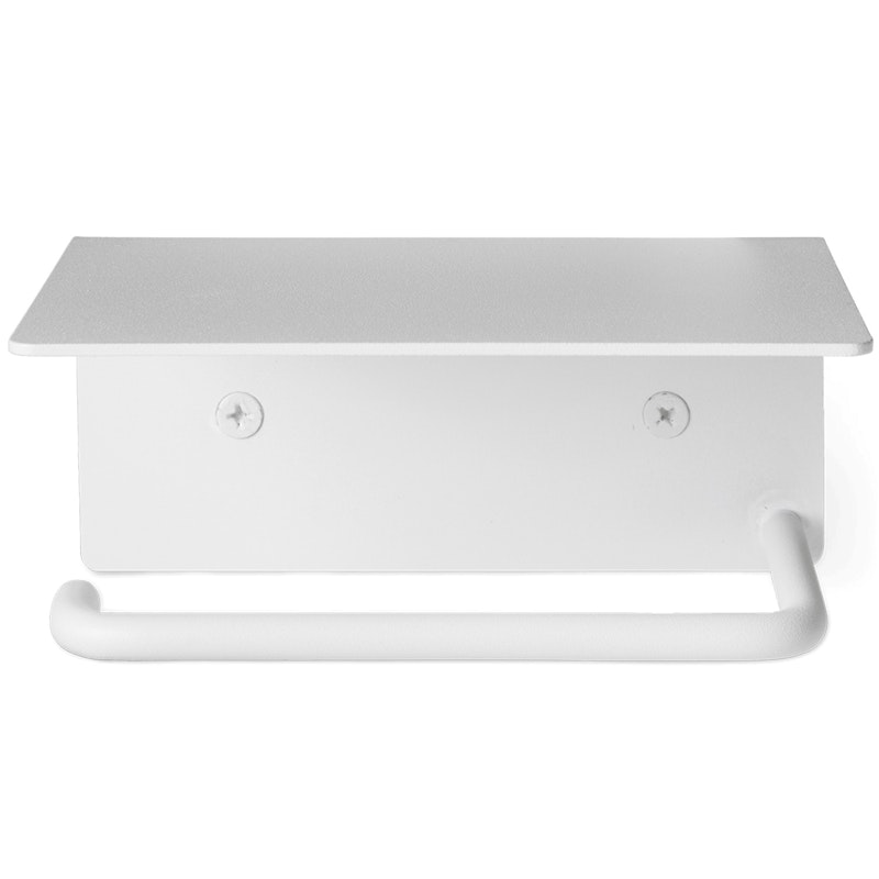 Dora Toilet Paper Holder With Shelf, White