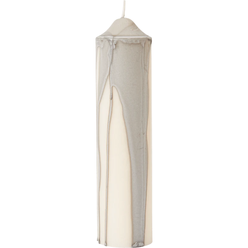 Dryp Pillar Candle 20 cm, Warm Grey
