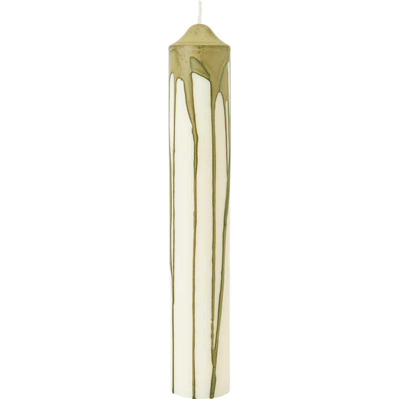 Dryp Pillar Candle 30 cm, Olive Green