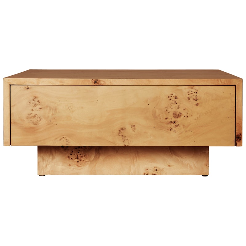 Burl Coffee Table With Storage 70x70 cm, Natural Burlwood