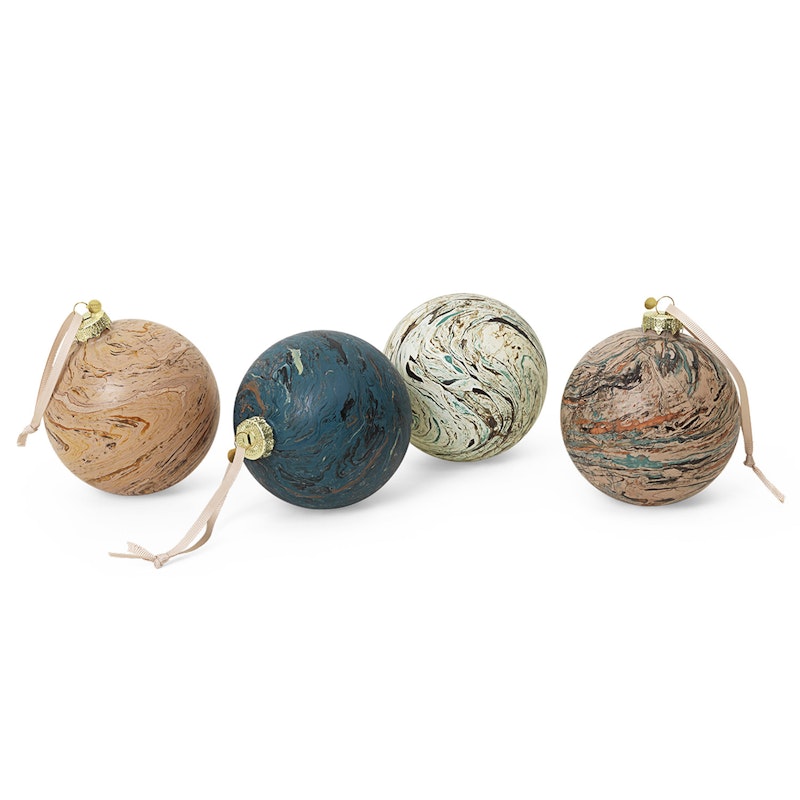 Marble Bauble Ø10 cm 4-pack, Multi