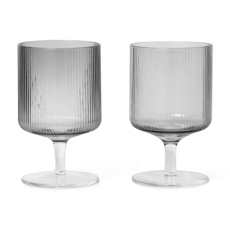 Ripple Wine Glass 2 pcs. Wine Glass 2-pack Smoked Grey