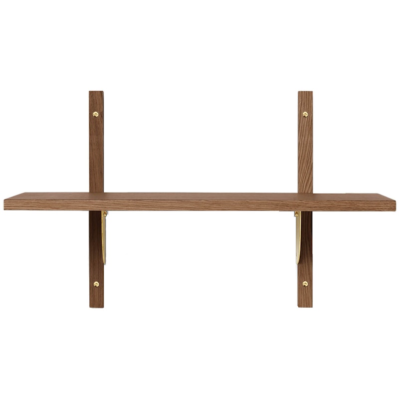 Sector Single Narrow Shelf 34x54 cm, Smoked Oak/Brass