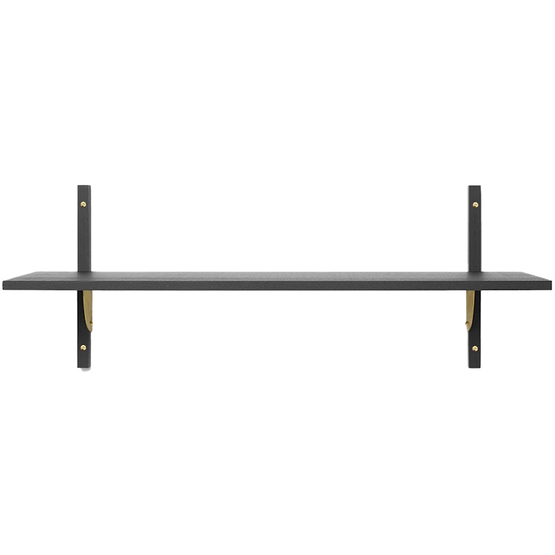 Sector Single Wide Shelf 34x87 cm, Black Ash/Brass