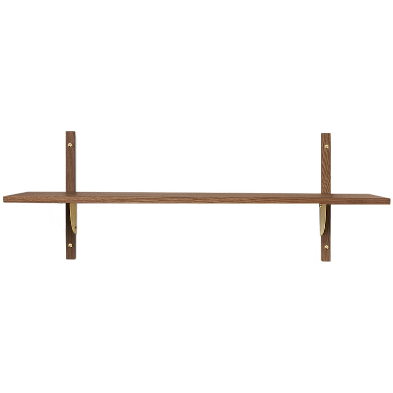 Sector Single Wide Shelf 34x87 cm, Oak/Brass