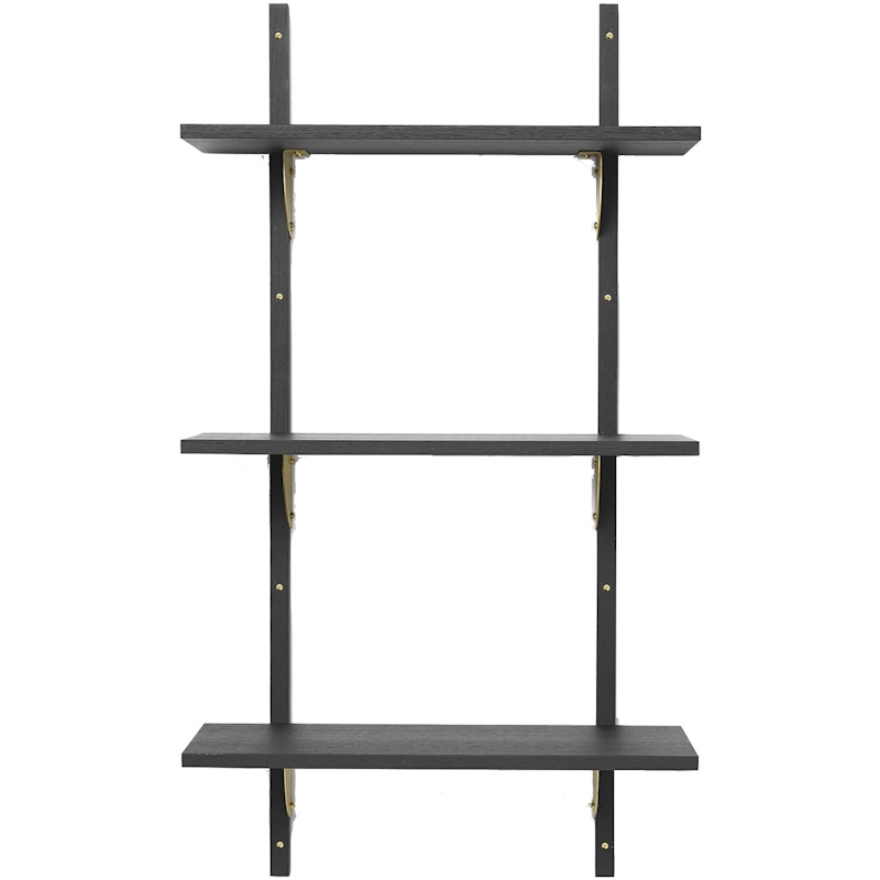 Sector Tripple Narrow Shelf 54x102 cm, Black Ash/Brass