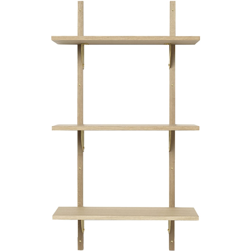 Sector Tripple Narrow Shelf 54x102 cm, Oak/Brass