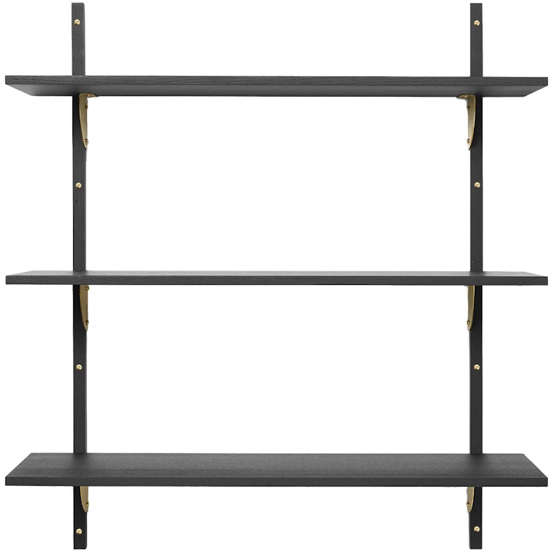 Sector Tripple Wide Shelf 87x102 cm, Black Ash/Brass