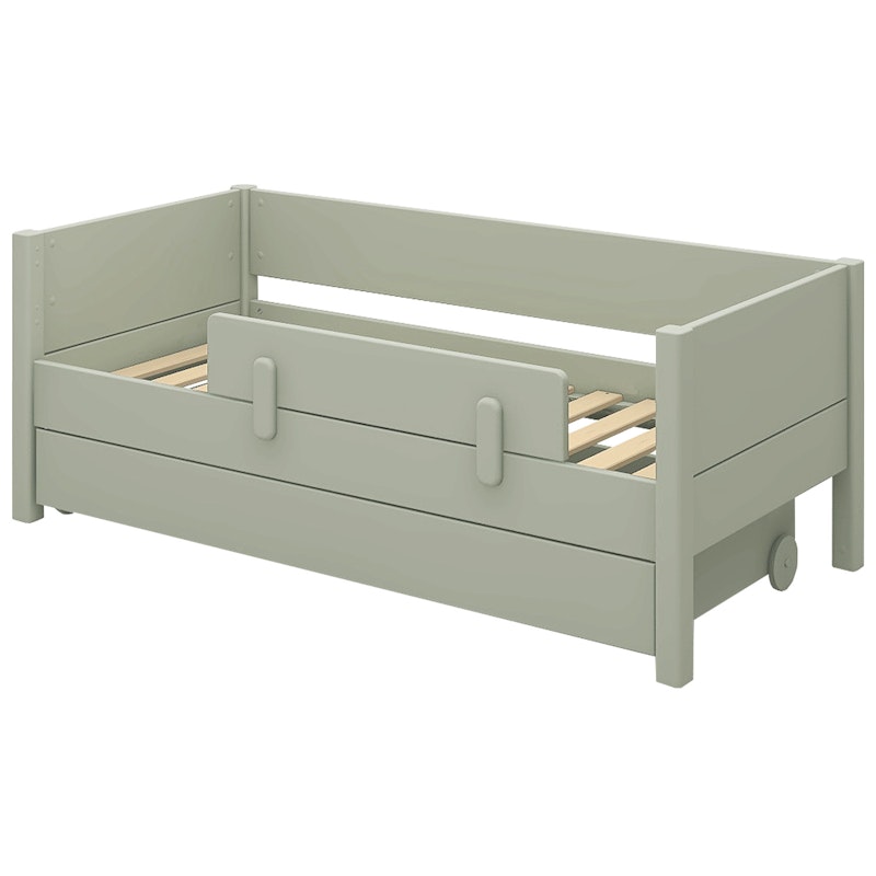 Ask Junior Bed With Bed Rail + Drawer 70x160 cm, Green