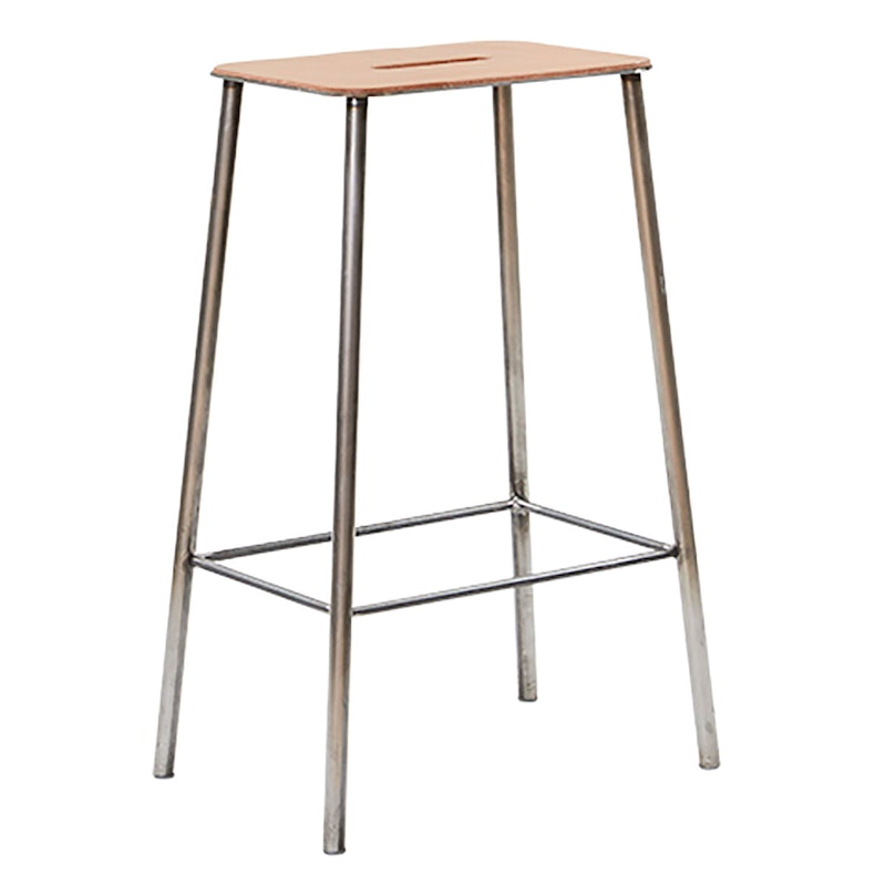 Adam Bar Chair H65cm, Steel/Nature Leather