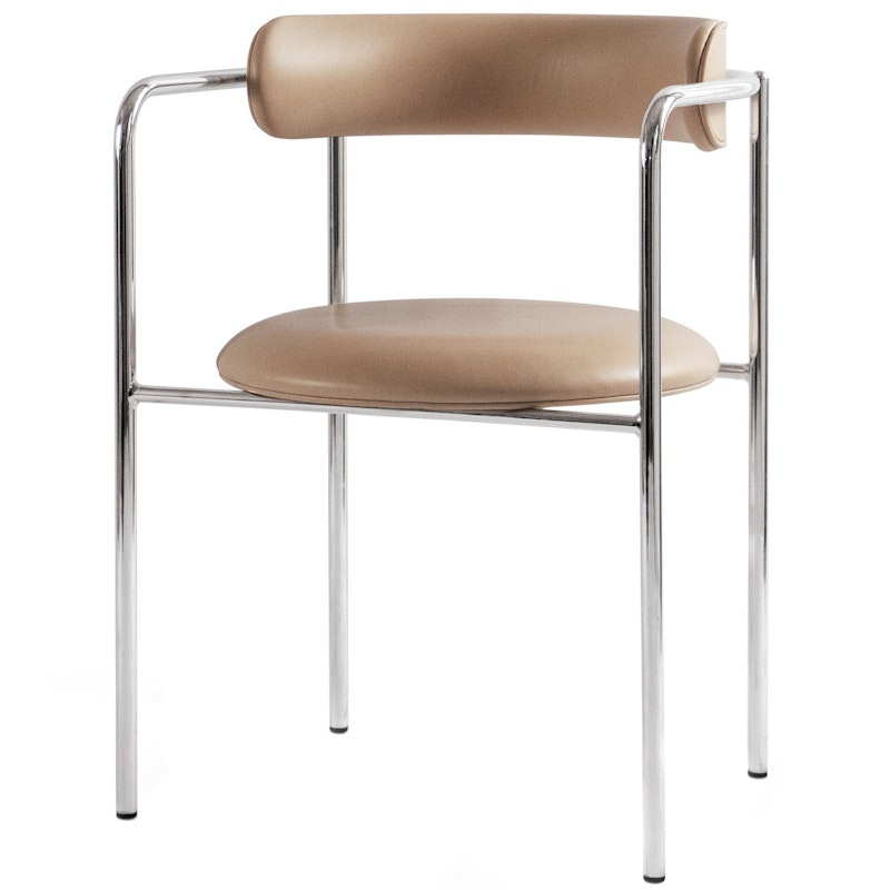 FF Armchair, Tan Leather / Chrome