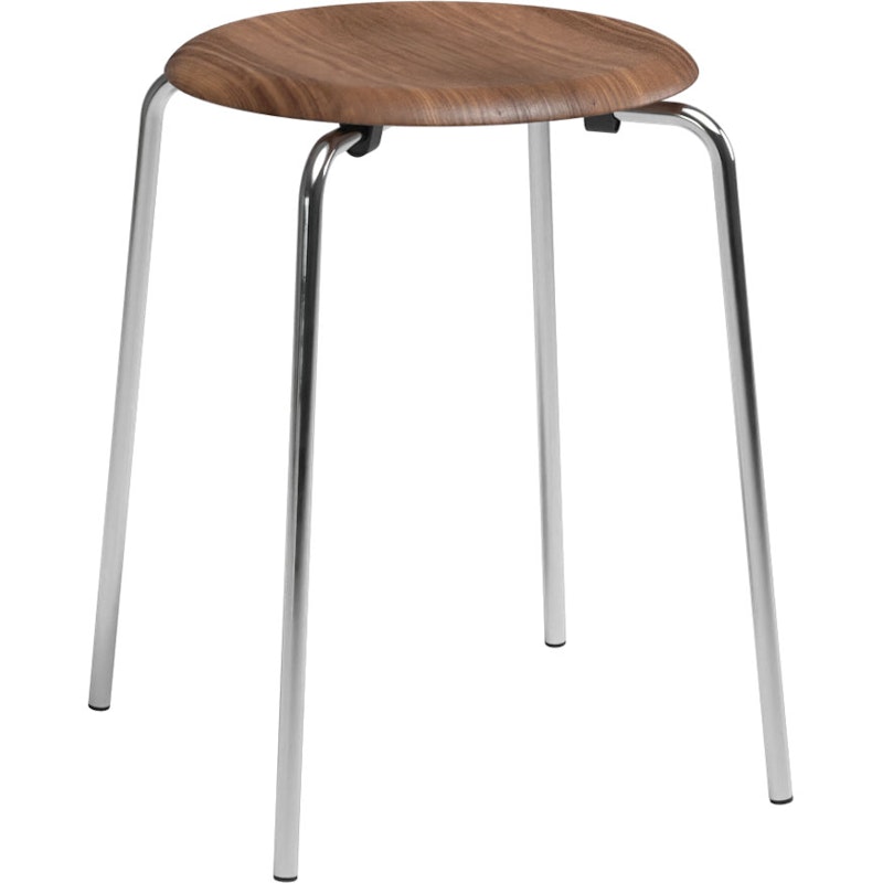 Dot Stool, Walnut Veneer / Chrome