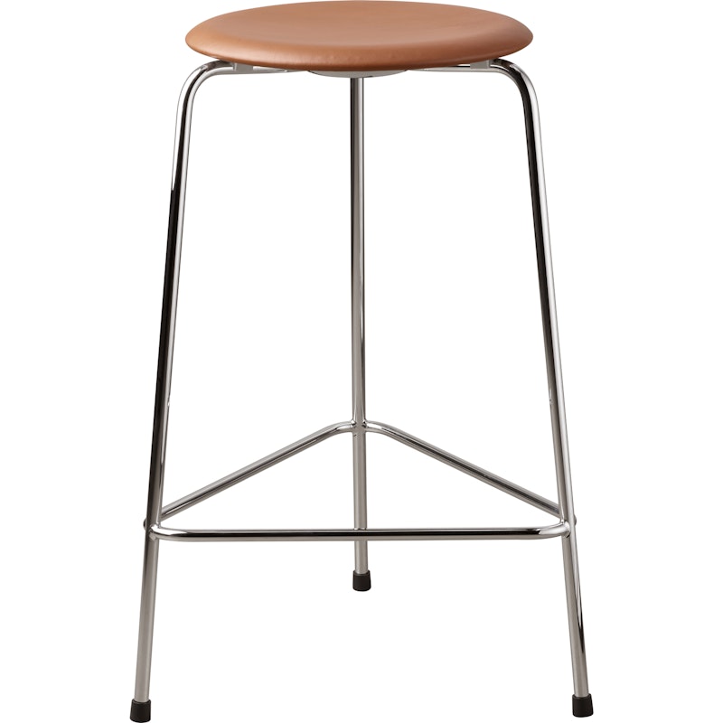 High Dot Bar Stool, Walnut Leather / Chrome