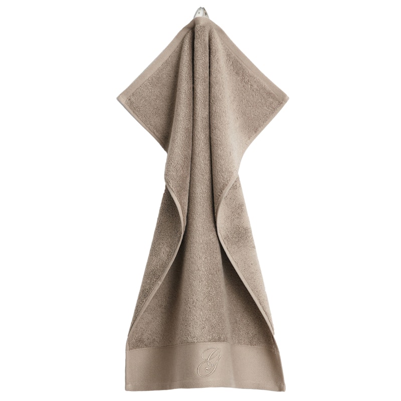 Embroidery Towel 30x50 cm, Taupe Beige