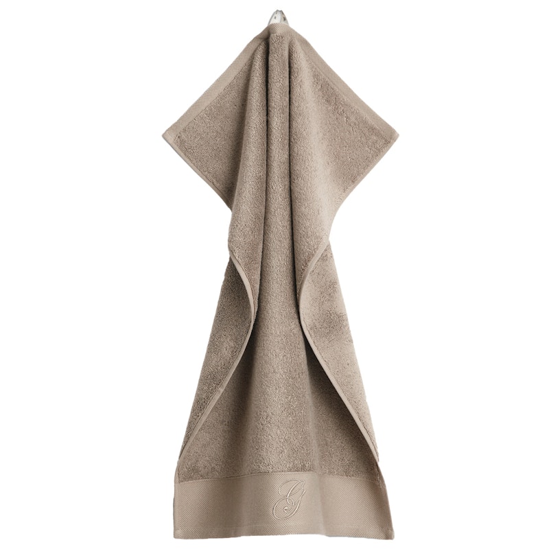 Embroidery Towel 50x70 cm White, Taupe Beige