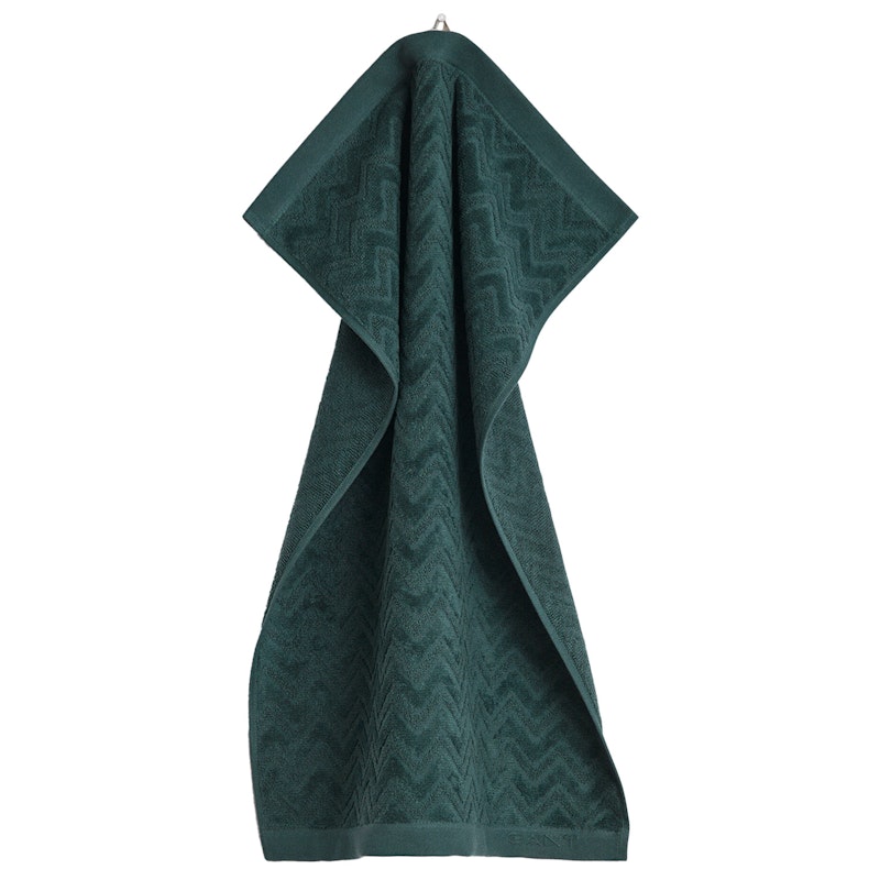 Jacquard Herringbone Towel 50x70 cm, Tartan Green