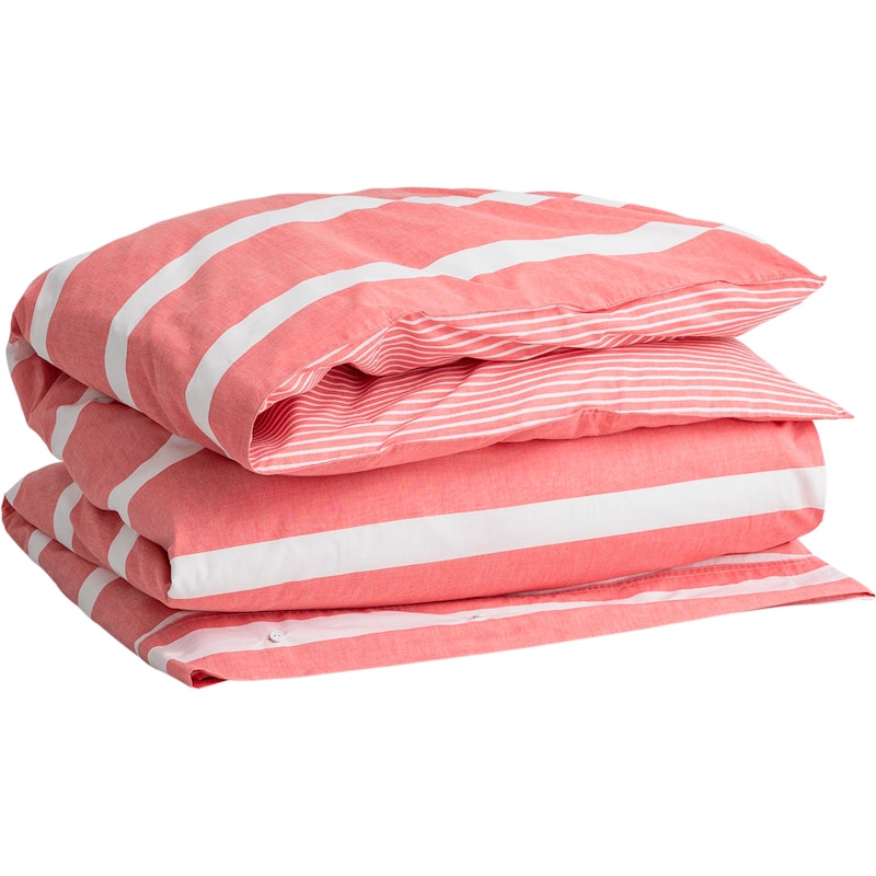 Oxford Stripe Duvet Cover Bright Red, 220x220 cm