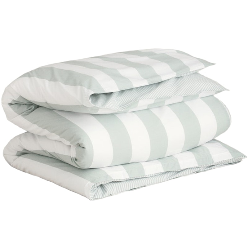 Percale Stripe Duvet Cover 150x210 cm, Clay Green