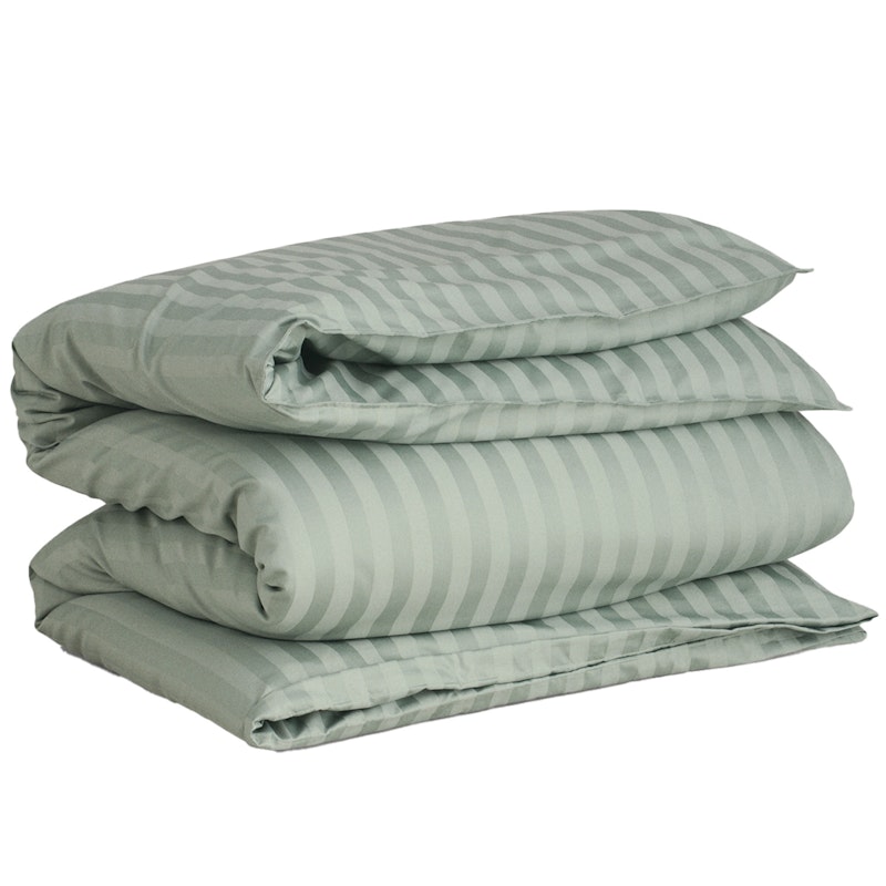 Sateen Stripes Duvet Cover 220x220 cm, Clay Green