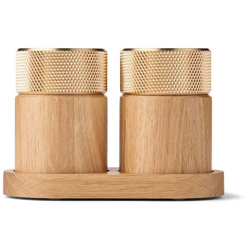 Sina Salt And Pepper Mill Set, Oak / Brass