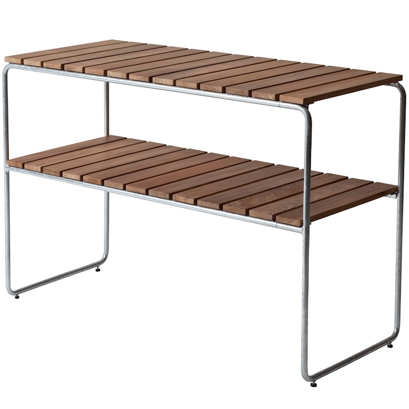 L105 Console Table, Untreated Teak / Hot Galvanized Steel