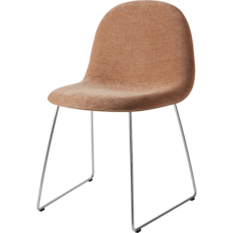 GUBI 3D Dining Chair, Stainless Steel / American Walnut / Belsuede Special Dedar 132