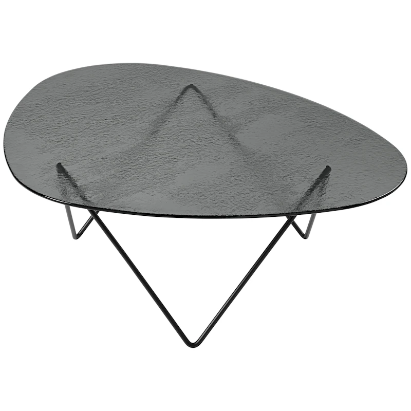 Pedrera Coffee Table Textured Glass, Smoke / Black