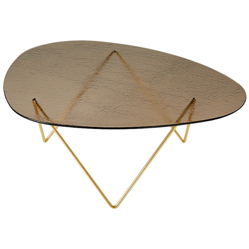 Pedrera Coffee Table Textured Glass, Bronze / Brass