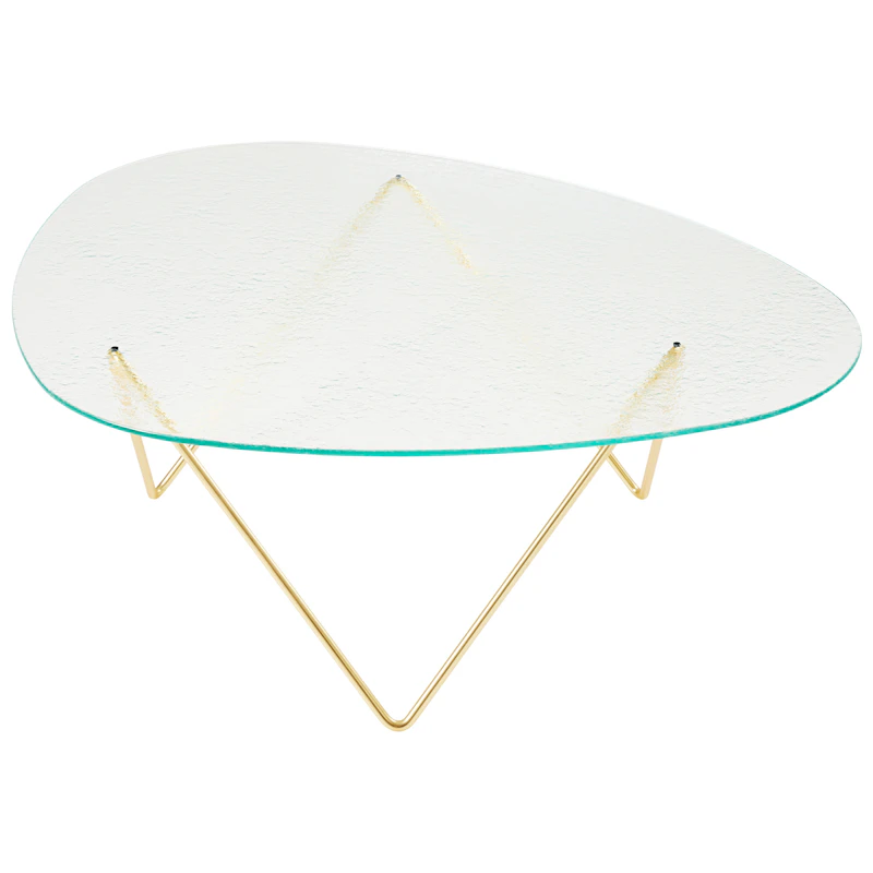 Pedrera Coffee Table Textured Glass, Clear / Brass