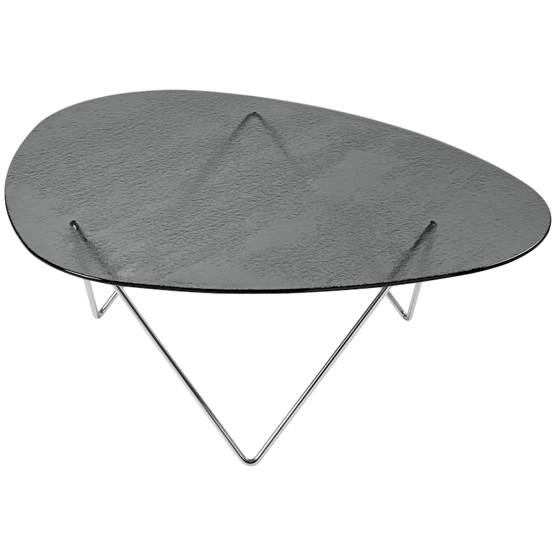 Pedrera Coffee Table Textured Glass, Smoke / Chrome