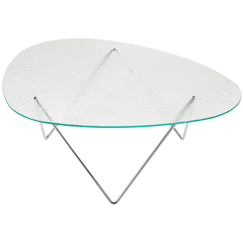 Pedrera Coffee Table Textured Glass, Clear / Chrome